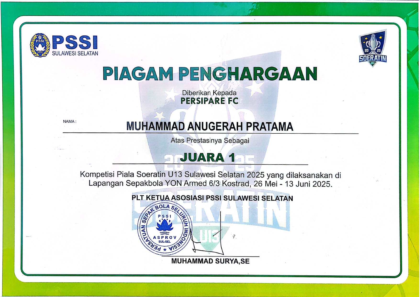 Kompetisi Piala Soeratin U13 Sulawesi Selatan 2025