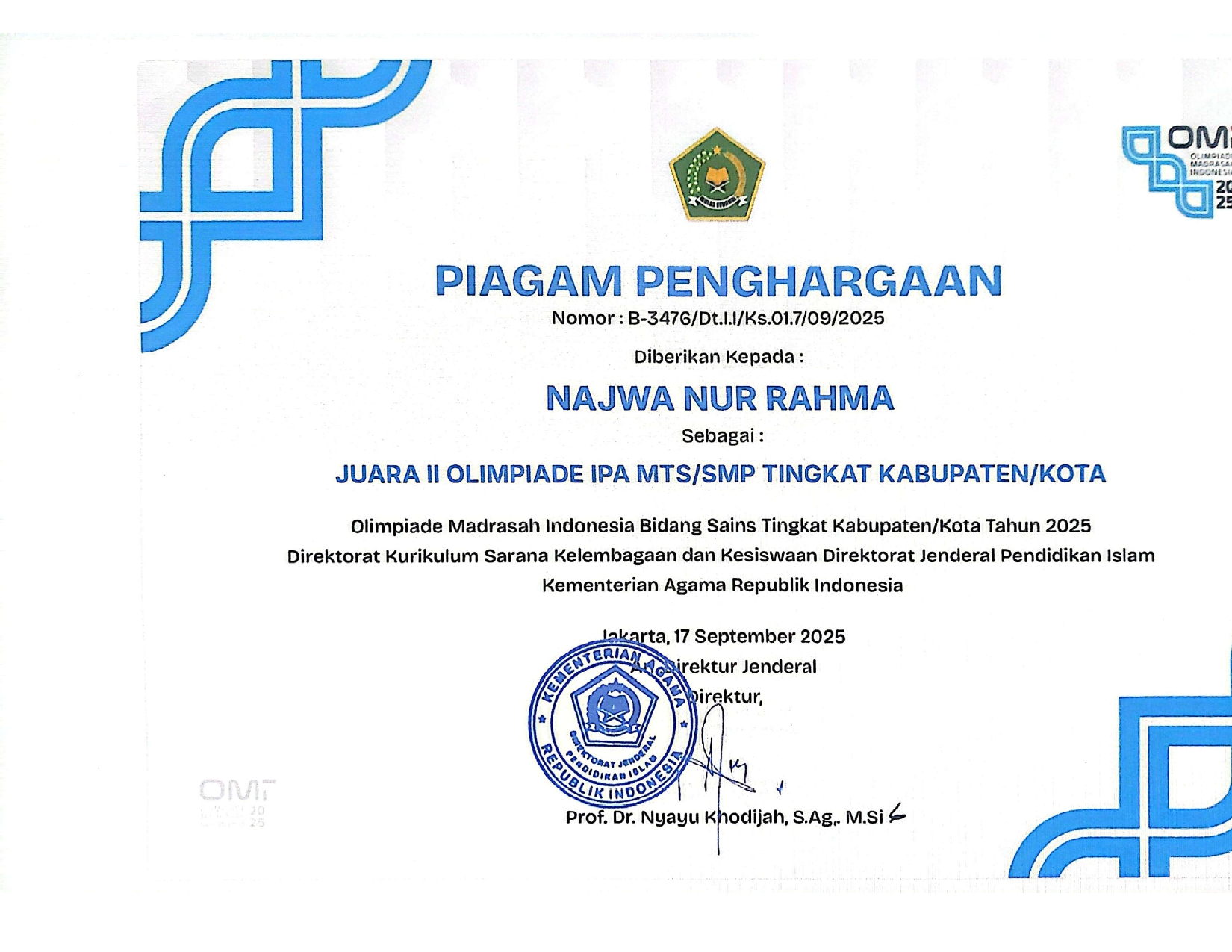 OLIMPIADE MADRASAH INDONESIA (OMI) TAHUN 2025